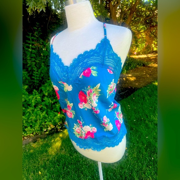 INC International Concepts Floral 🌷Lace Cami - Blue and Pink - Picture 2 of 6